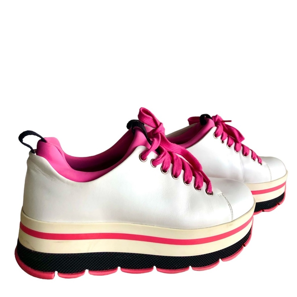 Prada Leather 
Sneakers Women, White/pink size 37